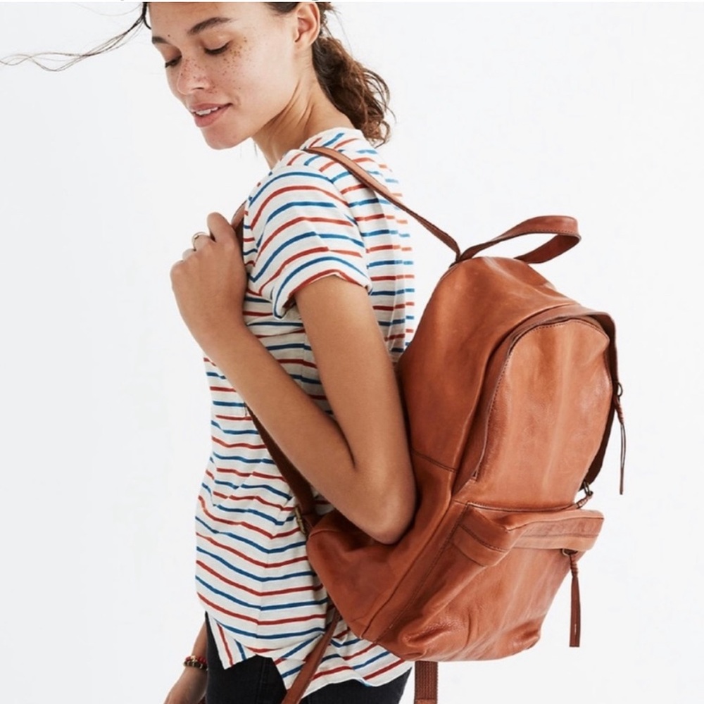 Madewell Leather Backpack in Cognac Brown